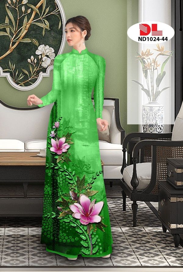 Vải Áo Dài Hoa In 3D AD ND1024 11